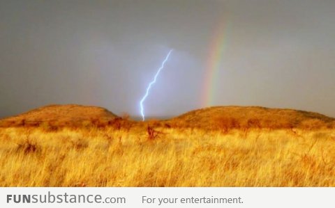 Seeing lightning and rainbow at the same time in Africa