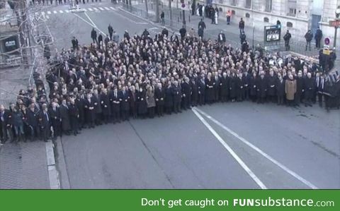 "World leaders join Paris march" - The reality: It was a staged photo opportunity