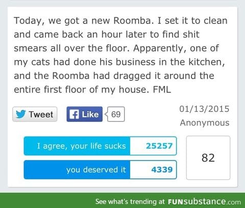 Don't trust the Roomba. Or cats.