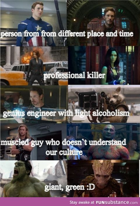 The resemblance between Avengers and Guardians