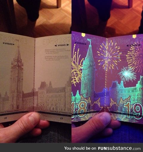 The new Canadian passport under black light will blow your mind