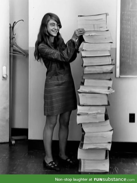 This is Margaret Hamilton, NASA lead software engineer, and this is the Apollo guidance