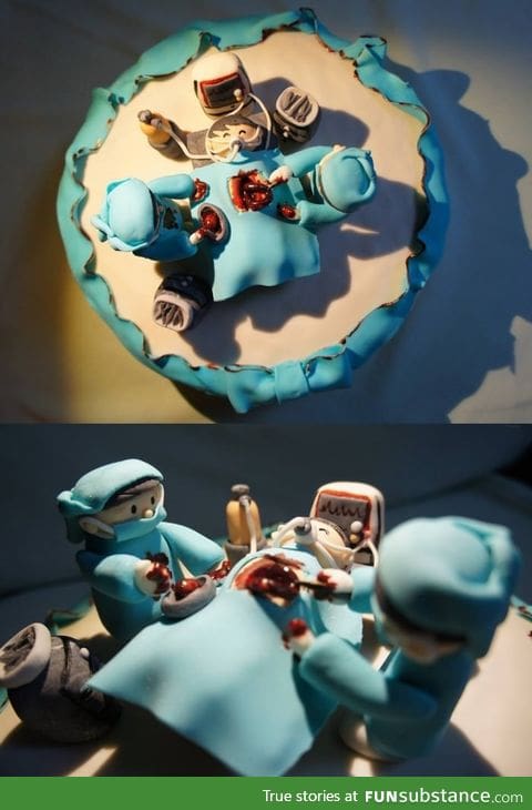 Yes, this is a cake. Perfect for surgeons