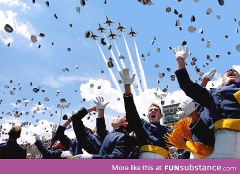 Horrified graduates flee as fighter jets attack the crowd with hats