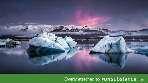 Jökulsarlon Glacier Lagoon during a summer night. Photo by Andreas Wonisch