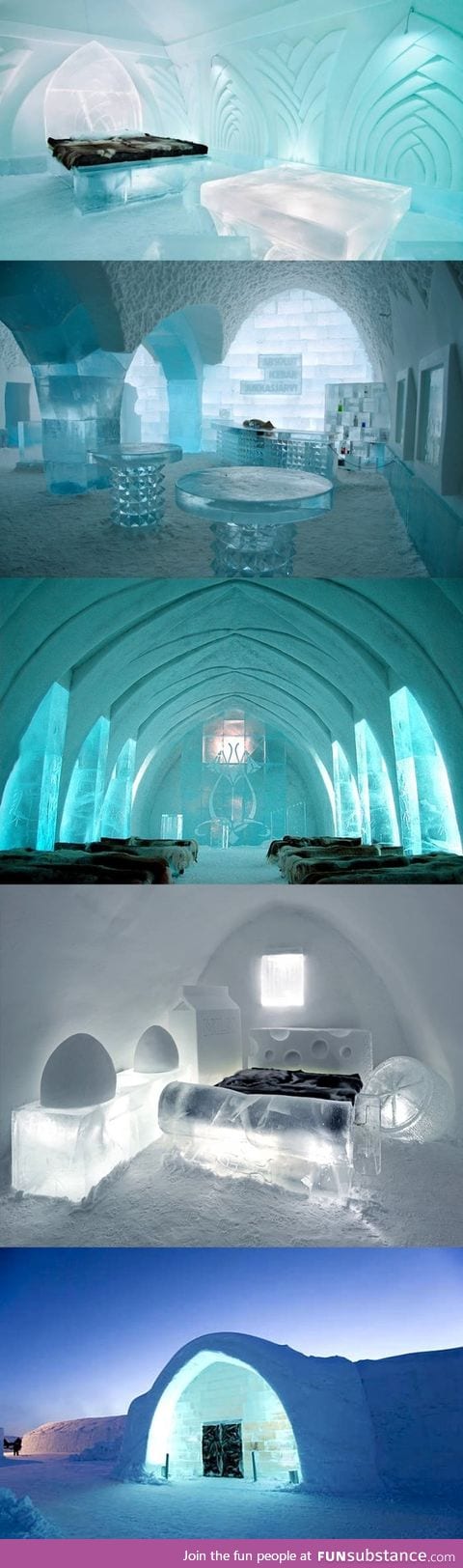 In Sweden there is a hotel completely made out of ice and snow