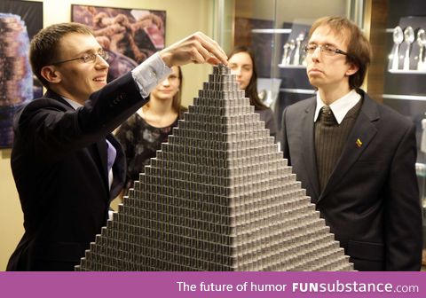The world's largest coin pyramid, made up of 1 million coins