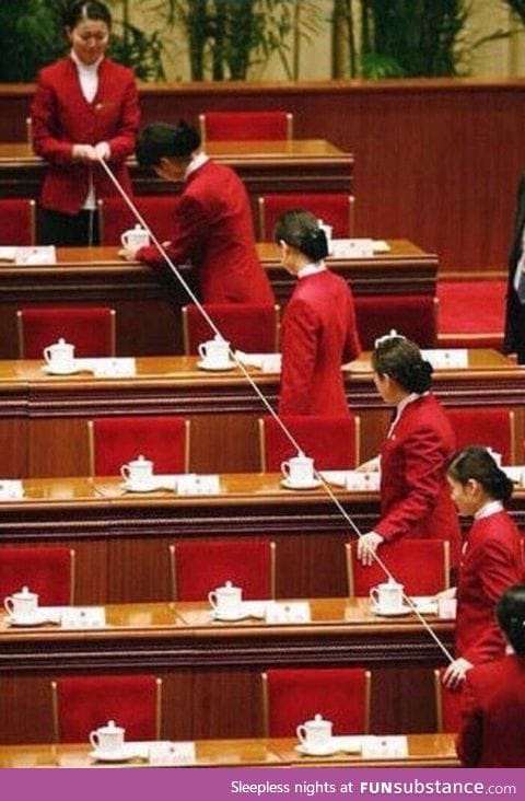 Preparation just before the debate in the Chinese parliament