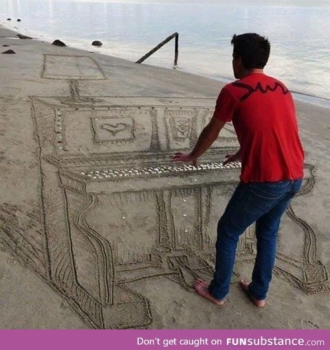 Fabulous piano on the sand