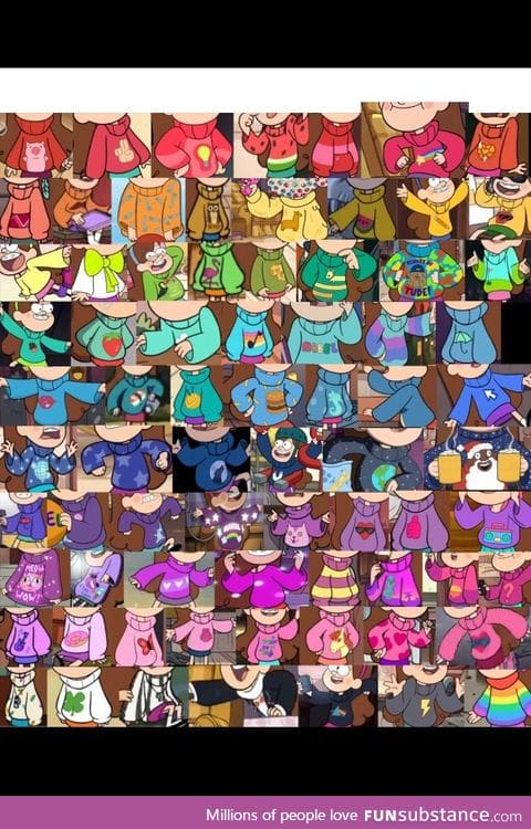 Every sweater Mabel has ever worn in Gravity Falls