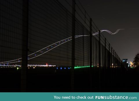 Long exposure of a plane taking off