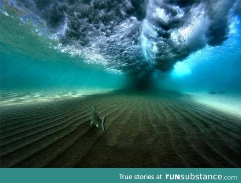 Underneath a breaking wave