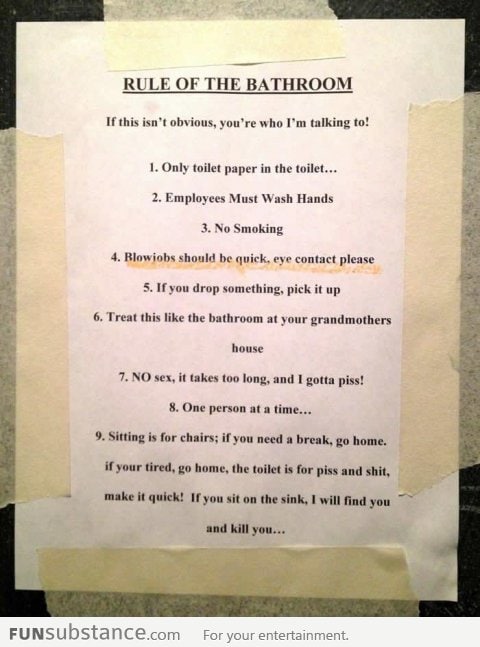 Rule of the bathroom