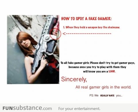 To all the fake gamer girls.... I really hate you...  -_- a lot.