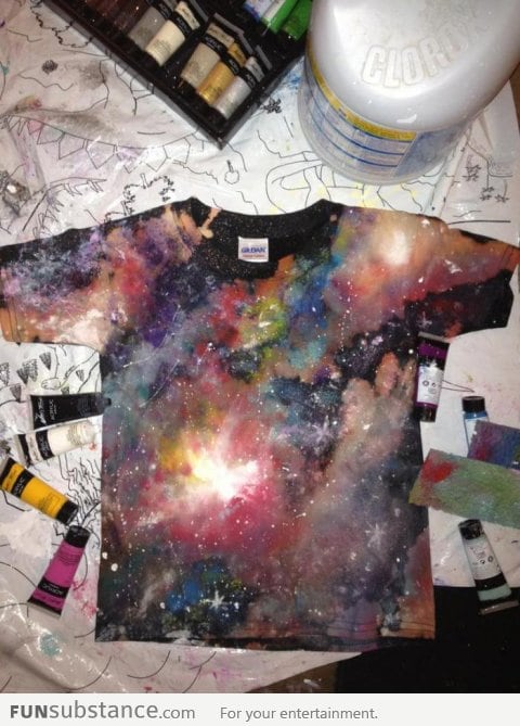 Used acrylic paint and bleach to make this awesome t-shirt