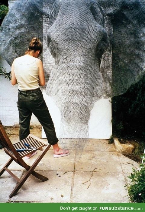 UK artist Kendra Haste who creates reproductions of animals from chicken wire