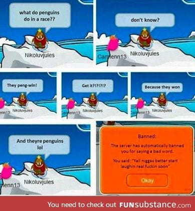 Club Penguin clearly has no sense of humor