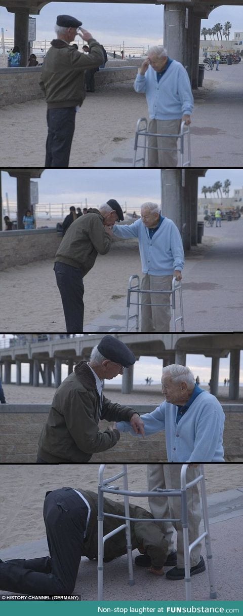 Holocaust survivor salutes US soldier who liberated him from concentration camp