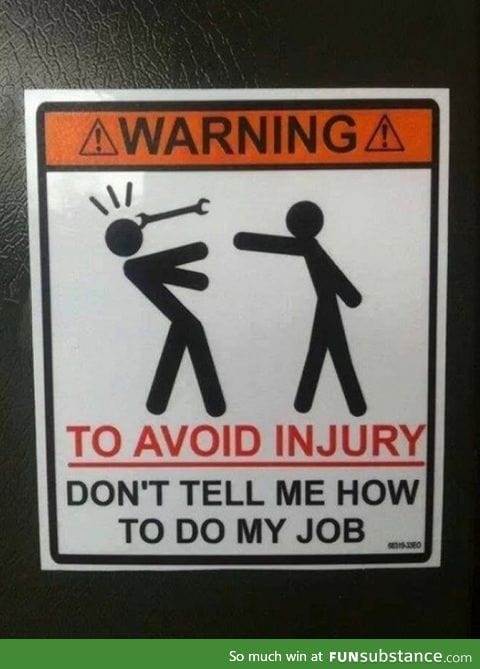 Warning sign at work