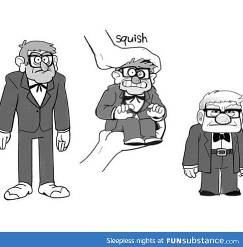 Grunkle Stan+squished=Mr.Frederickson