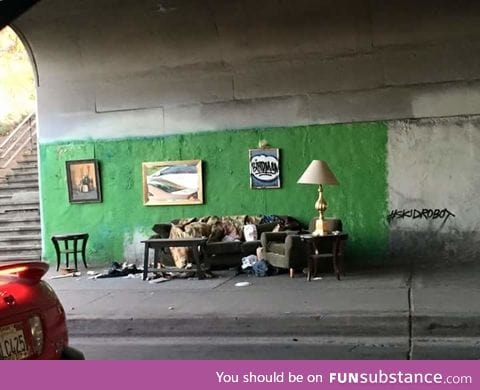 A homeless man's home in Downtown, Los Angeles