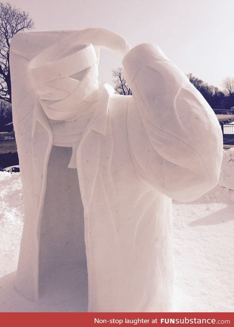 Invisible man snow sculpture. Original content
