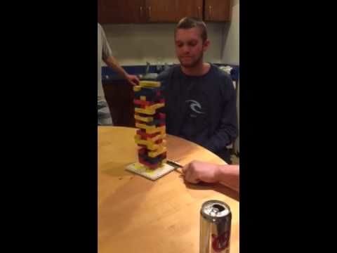 Insane jenga move using a knife