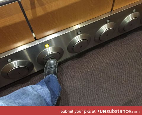This elevator has foot buttons