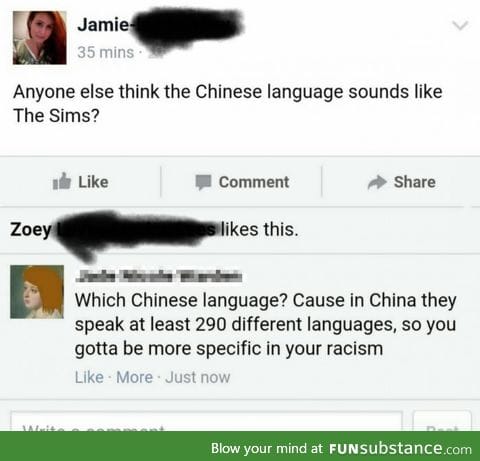 "More specific in your racism"