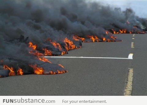 Lava flow on a street