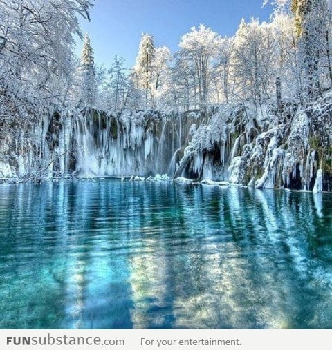 Frozen Plitvice Lakes, Croatia