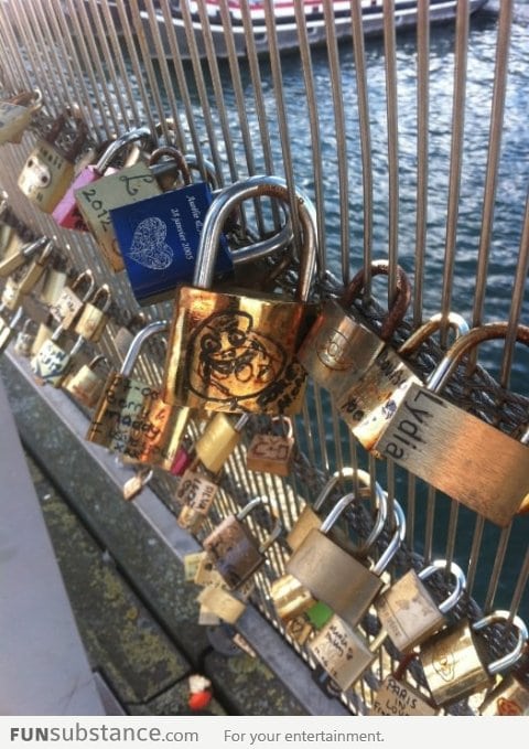 They asked me to write down my lover's name on the lock