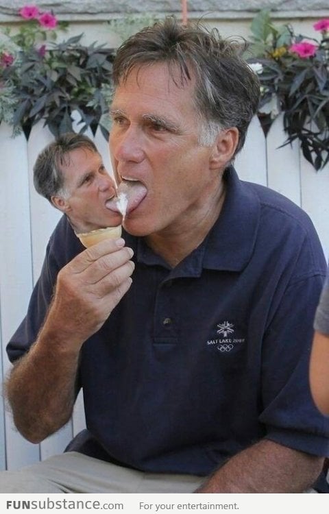 Mitt Romney with a cone