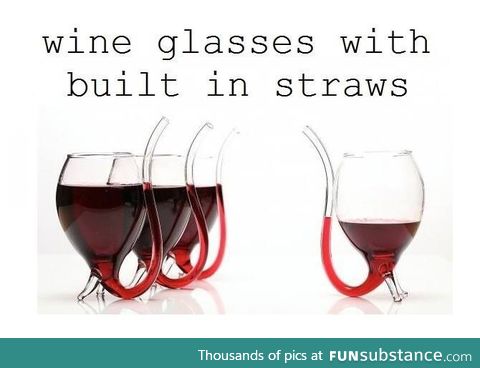 Wine glasses with built in straws