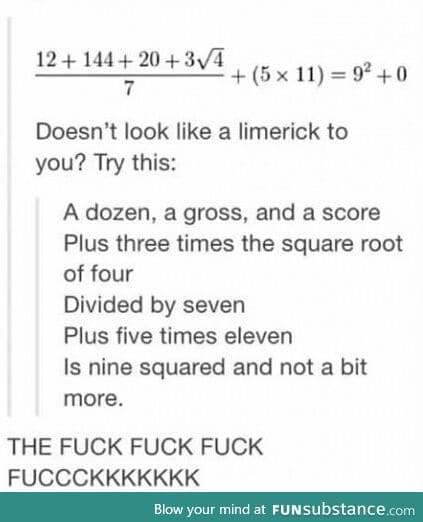 an algebraic limerick for you