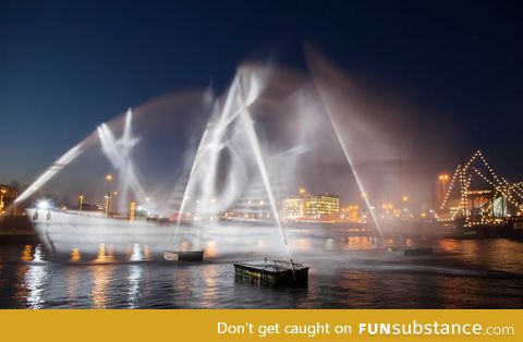 "Ghost ship" made of water and light