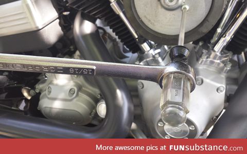 Screwdriver handles are shaped so that a wrench can slide over them for more torque