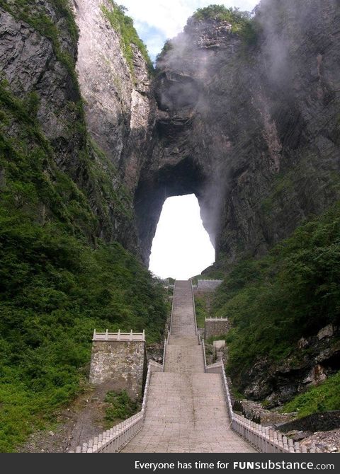 999 Steps lead up to Heaven's Gate. Zhangjiajie, China