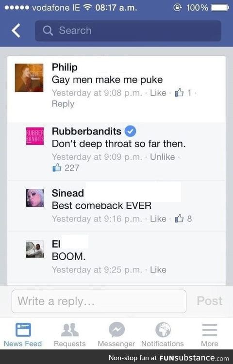 Homophobe got burned!