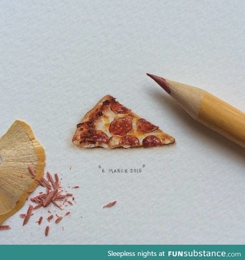 This tiny drawing of a slice of pizza is super realistic!