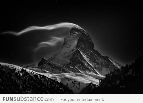 The Matterhorn at full moon