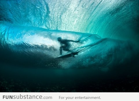 Surfer from underwater