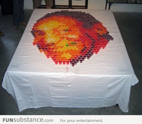 Bill Cosby portrait made out of JELL-O shots