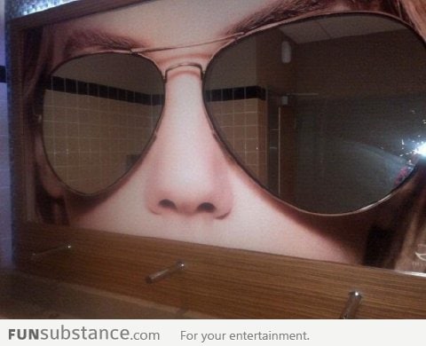 Saw these pretty cool sunglasses washroom mirrors today!