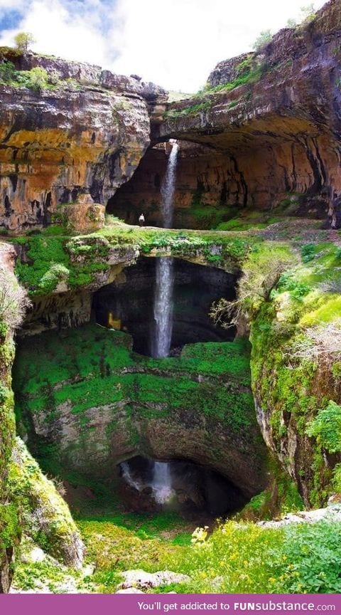 Three Bridge Chasm Waterfall in Lebanon