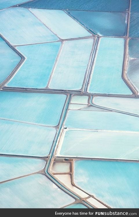 Blue salt fields in Australia