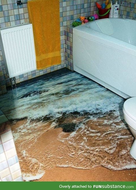 3-D bathroom floor