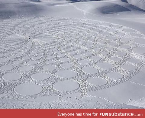 An engineer made these in the snow with nothing but his footprints