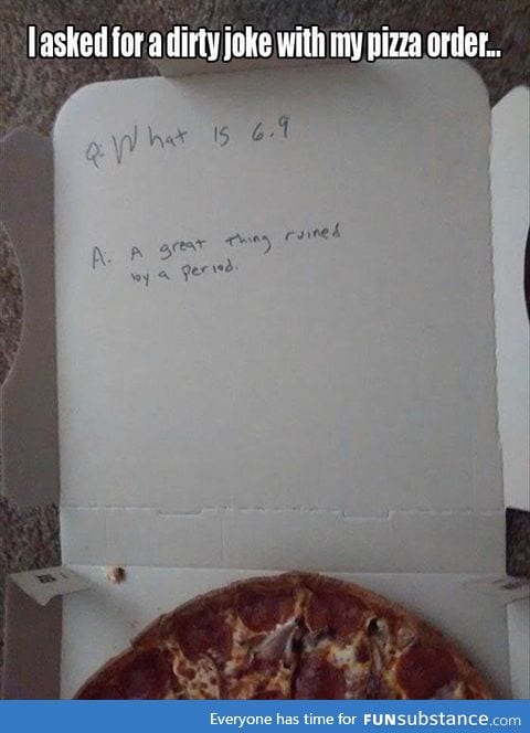 Dirty joke on a pizza box