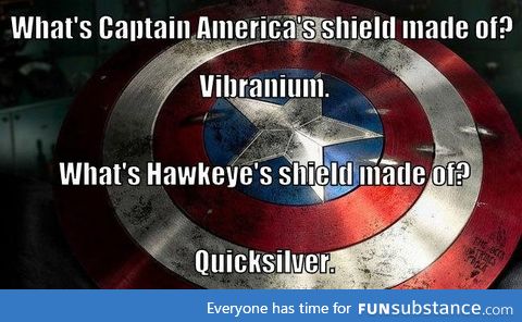 What's hawkeye's shield made of?